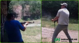 FOTO // Primarul Municipiului Bălți se pregătește de „REVOLUȚIE”? Usatîi surprins împușcând din arme automate
